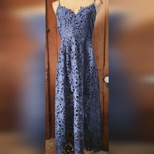 ASTR Navy Lace Midi Dress